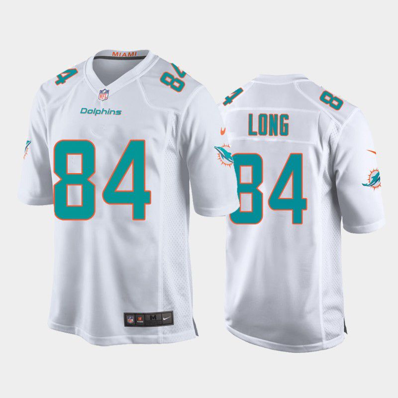 Men Miami Dolphins 84 Hunter Long Nike White Game NFL Jersey